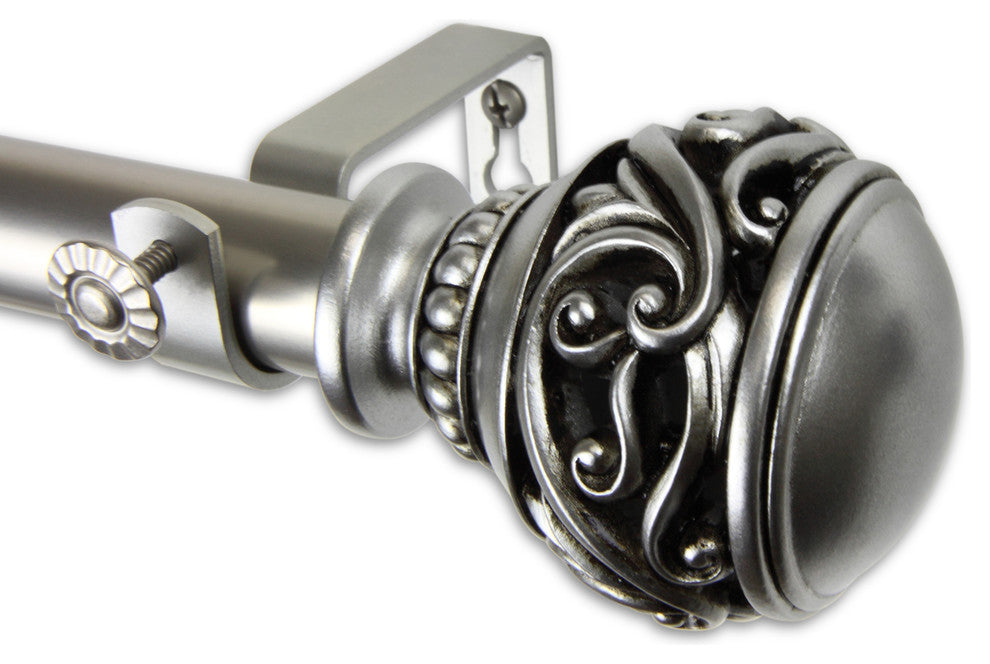 Claudia 1" Curtain Rod, Satin Nickel, 66"-120"