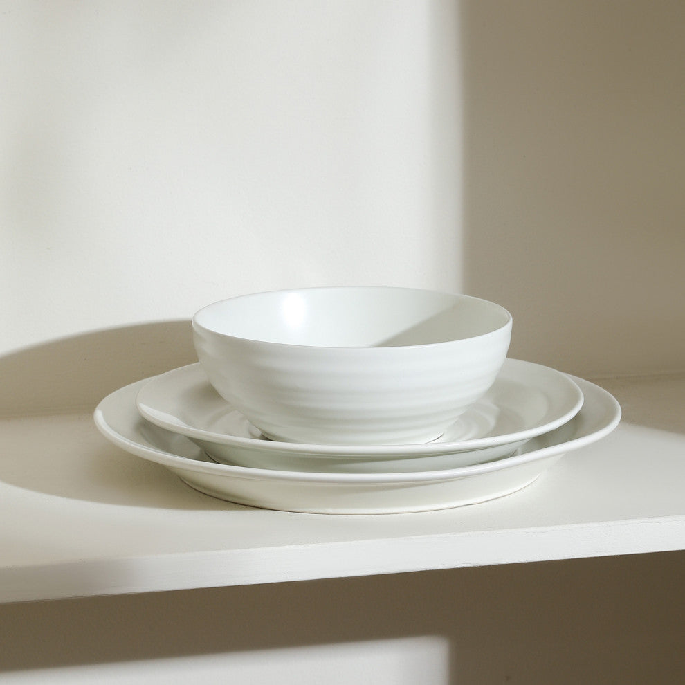 Stone Lain Orbit Stoneware 12-Piece Dinnerware Set, White