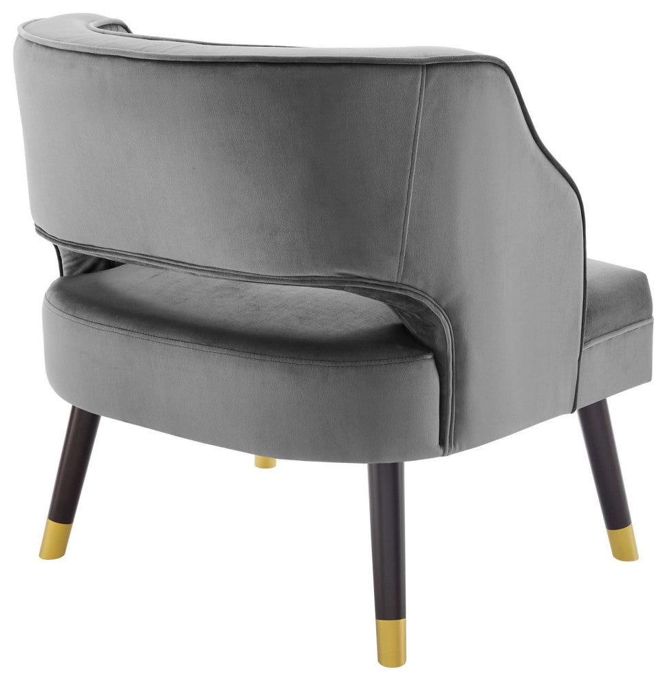Traipse Button Tufted Open Back Performance Velvet Armchair