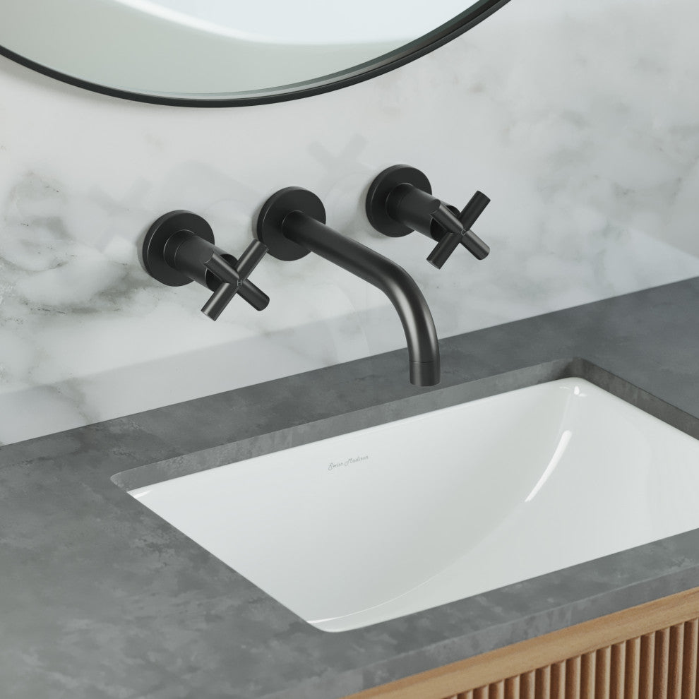 Ivy Double-Cross Handle Valve, Wall-Mount, Bathroom Faucet, Matte Black