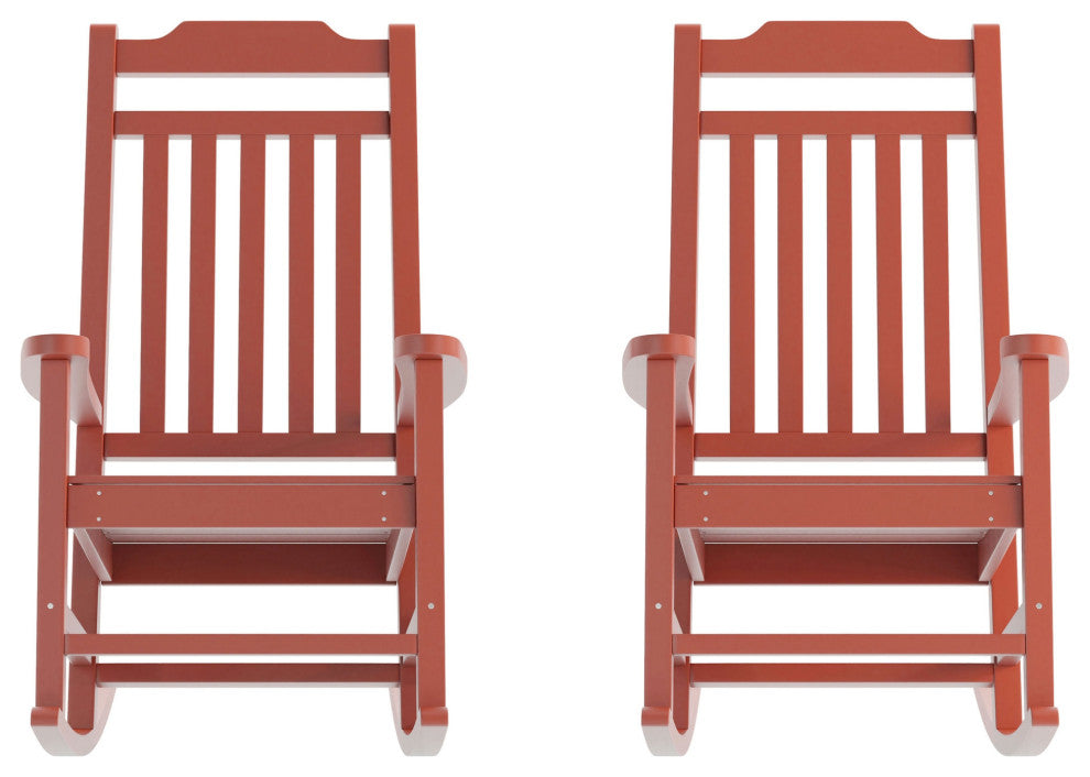 Set of 2 Winston All-Weather Faux Wood Rocking Chair, Red