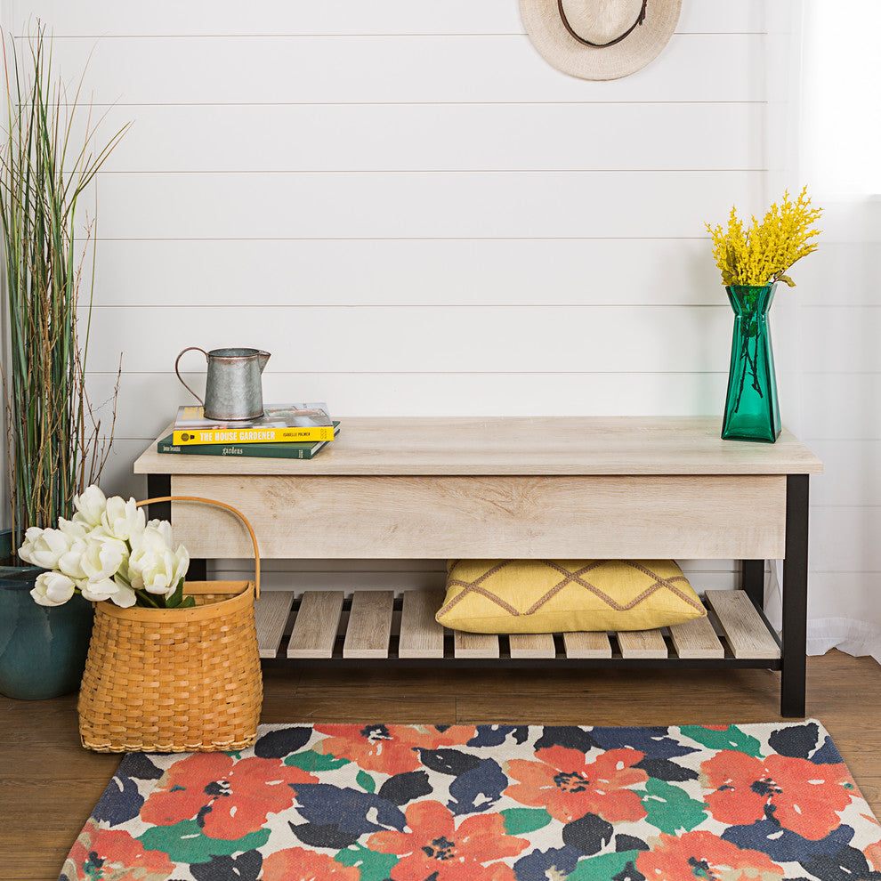 Park City 48" Modern Farmhouse Storage Bench - White Oak