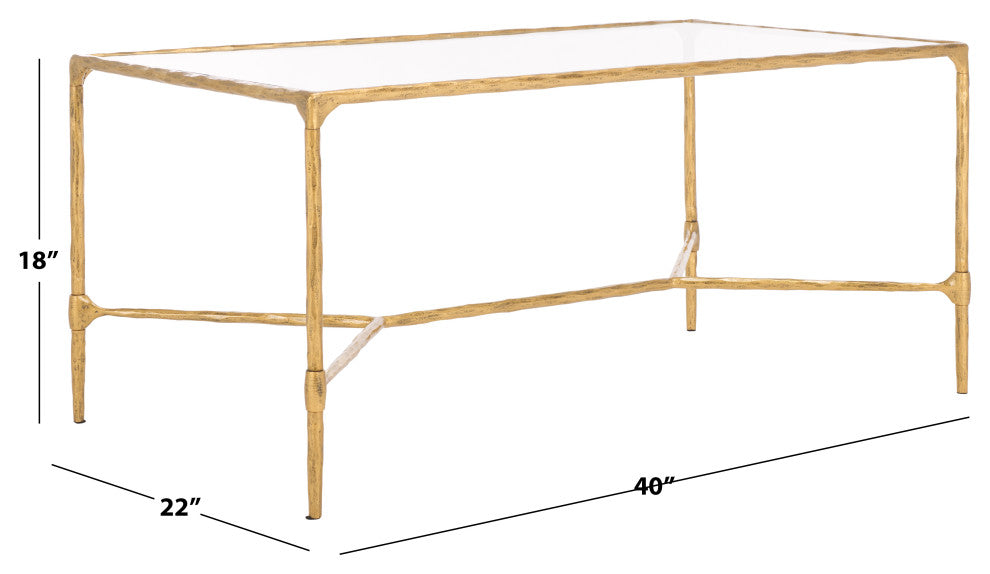 Safavieh Couture Isabellina Metal Coffee Table, Brass / Clear