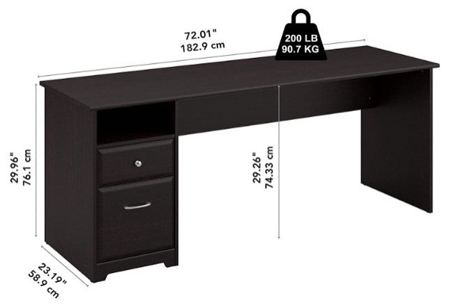 Classic Desk, Rectangular Top With File Drawer & Extra Open Cubby, Espresso Oak