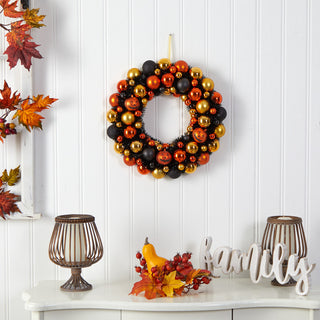 19" Halloween Shatterproof Jack-o'-lantern Pumpkin Ornament Wreath