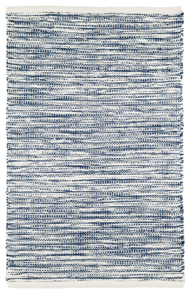 Dash & Albert Tideline Navy Handwoven Indoor/Outdoor Rug, Blue, 6' x 9'
