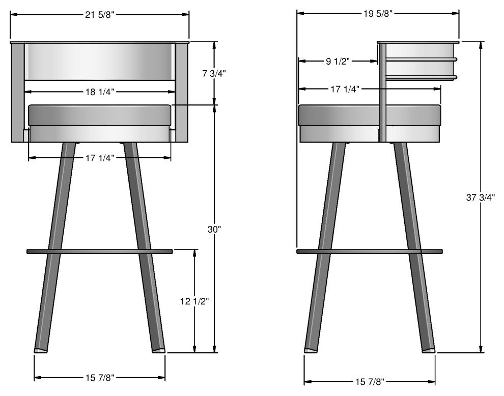 Amisco Browser Swivel Counter and Bar Stool, Light Grey Polyester / Black Metal, Bar Height