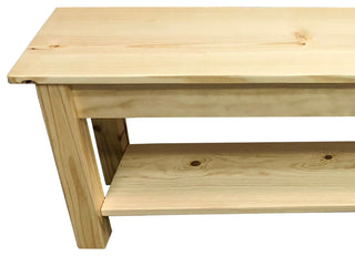 Pine Wood Storage Bench With Shelf, 48"