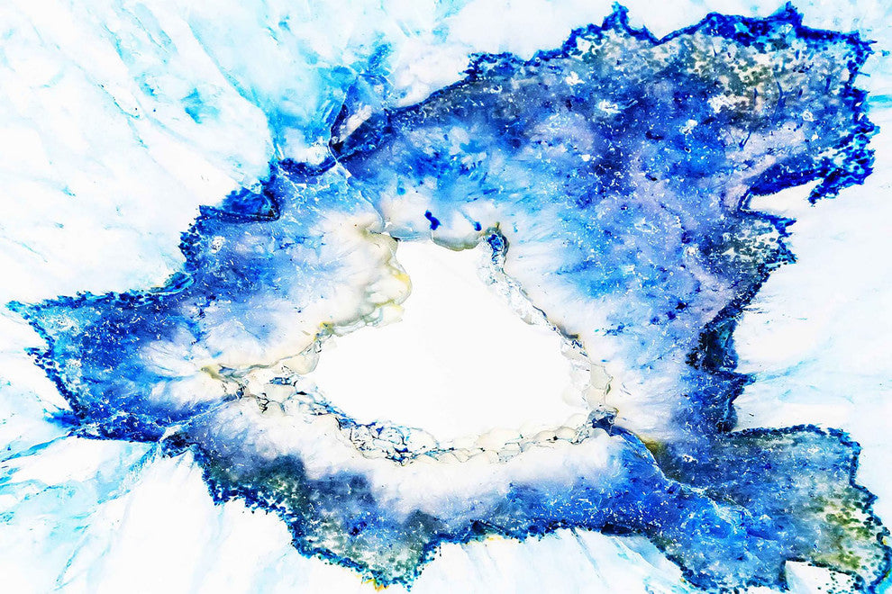 "Blue Splash" Painting Print, Wrapped Canvas, 30"x20"