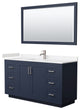 60"SGL Vanity Dark Blue, LV Carrara Cult. Top, Sink, Nickel Trim, 58"Mirror