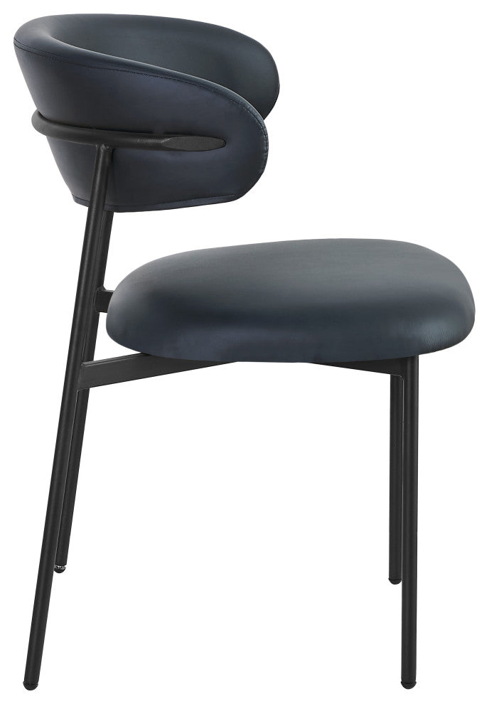 Lupita Vegan Leather Dining Chair, Set of 2, Black, Matte Black Finish