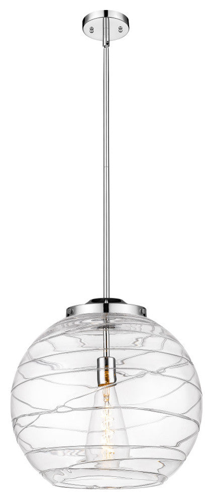 Deco Swirl Pendant, Polished Chrome, Clear Deco Swirl, Clear Deco Swirl