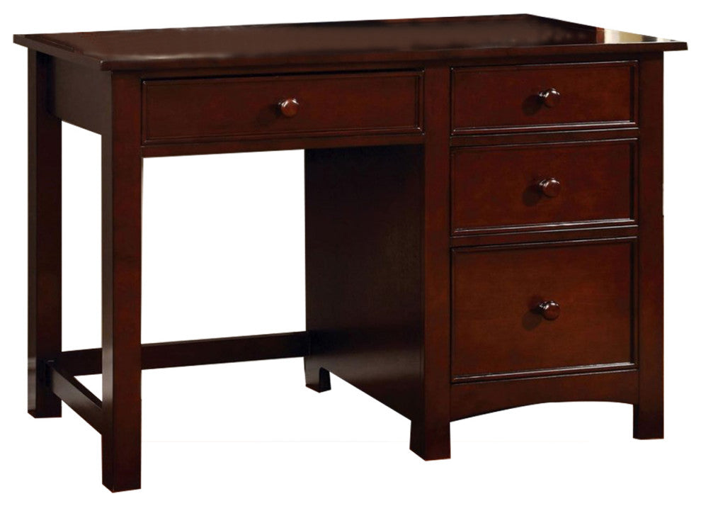 Wooden Desk With 4 Drawers, Cherry Finish