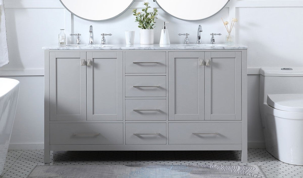 Elegant VF18960DGR 60"Double Bathroom Vanity, Gray