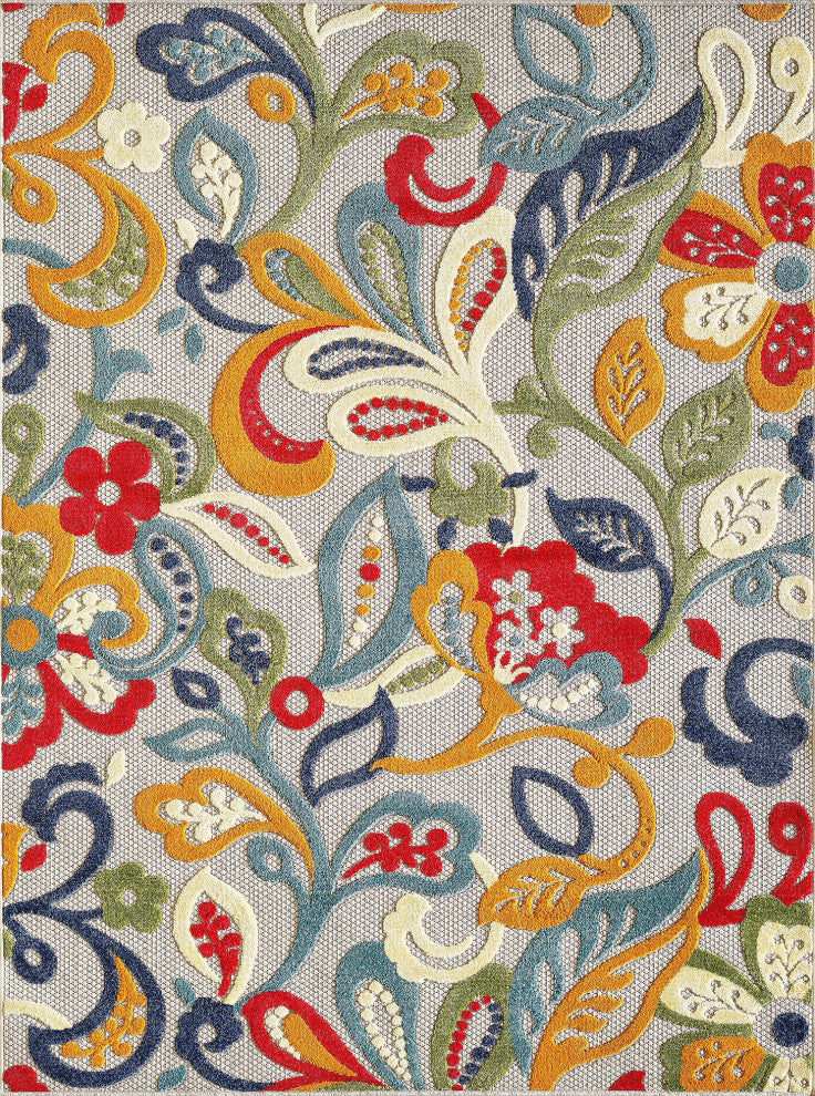 Calla Leila Indoor/Outdoor Area Rug, Ivory/Multi, 6'7 X 9'
