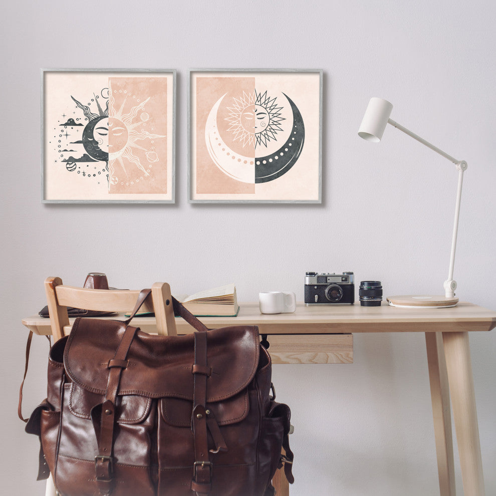 Celestial Sun Moon Stars Planets Astrology Motif, 2pc, each 17 x 17