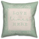 Love Lives Here On Mint Linen 3 20x20 Spun Poly Pillow