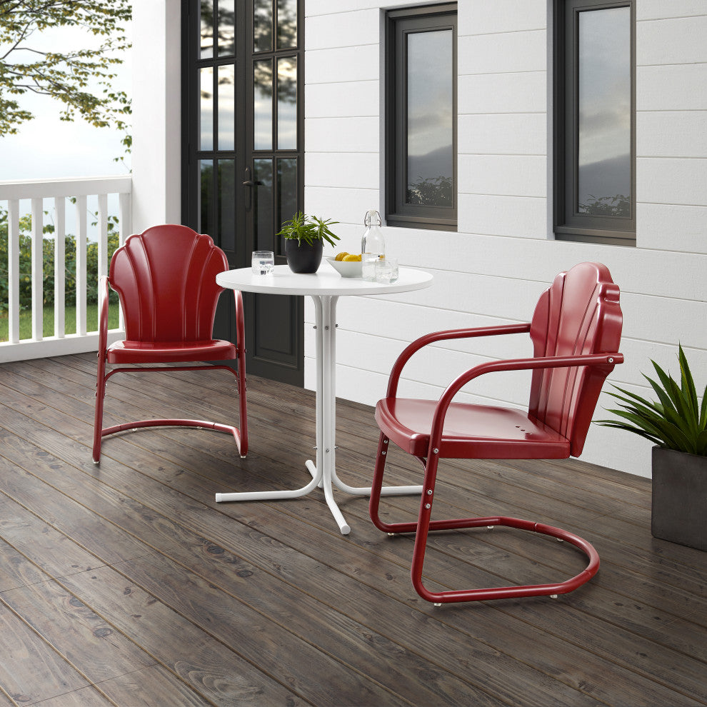 Tulip 3-Piece Outdoor Bistro Set, Dark Red Satin