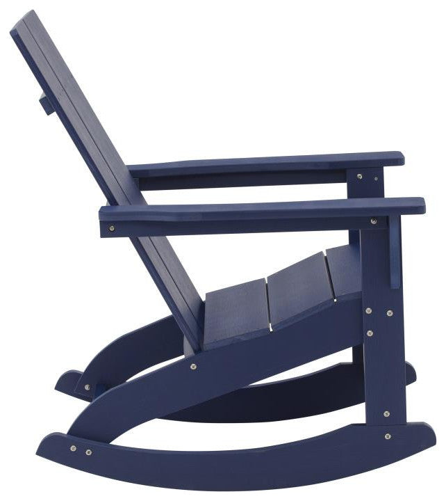 Finn Set of 2 Outdoor Rocking Adirondack Chair-Rust Resistant Hardware, Navy
