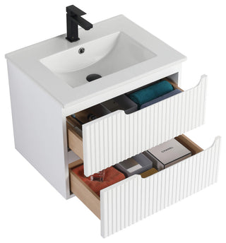 Citiscape Bath Vanity, Textured Drawer Fronts Sink Included, White, 24"