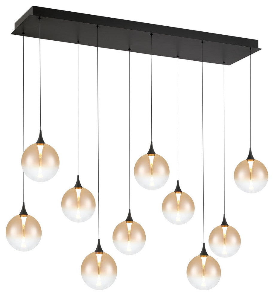 Iissa 10L 47" Black Amber Chandelier
