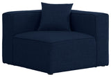 Cube Upholstered Modular Component, Navy, Linen Texured Fabric, Corner Chair
