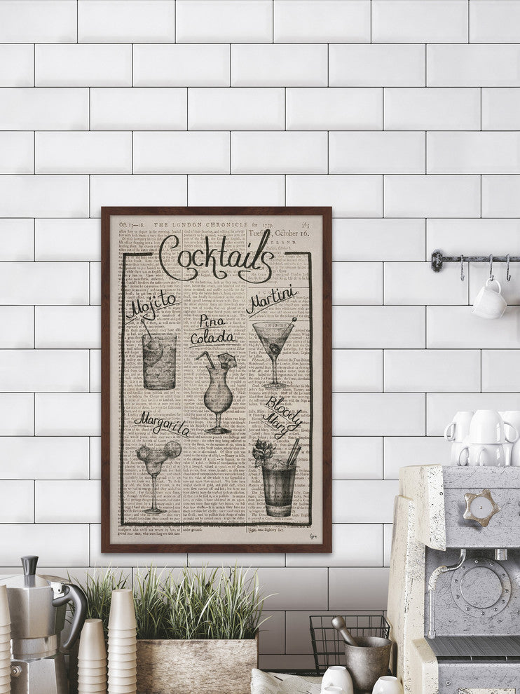 "Cocktail Menu" Framed Painting Print, 16"x24"