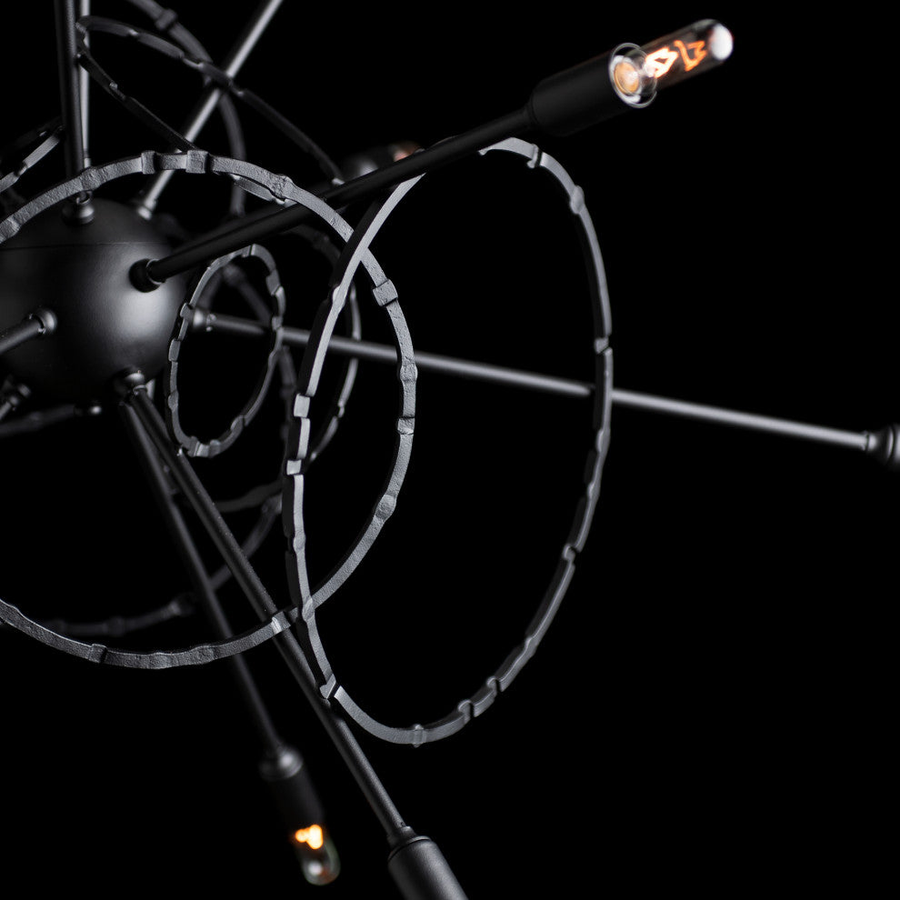 Olympus 12-Light Starburst Pendant, Black Finish, Standard Overall Height