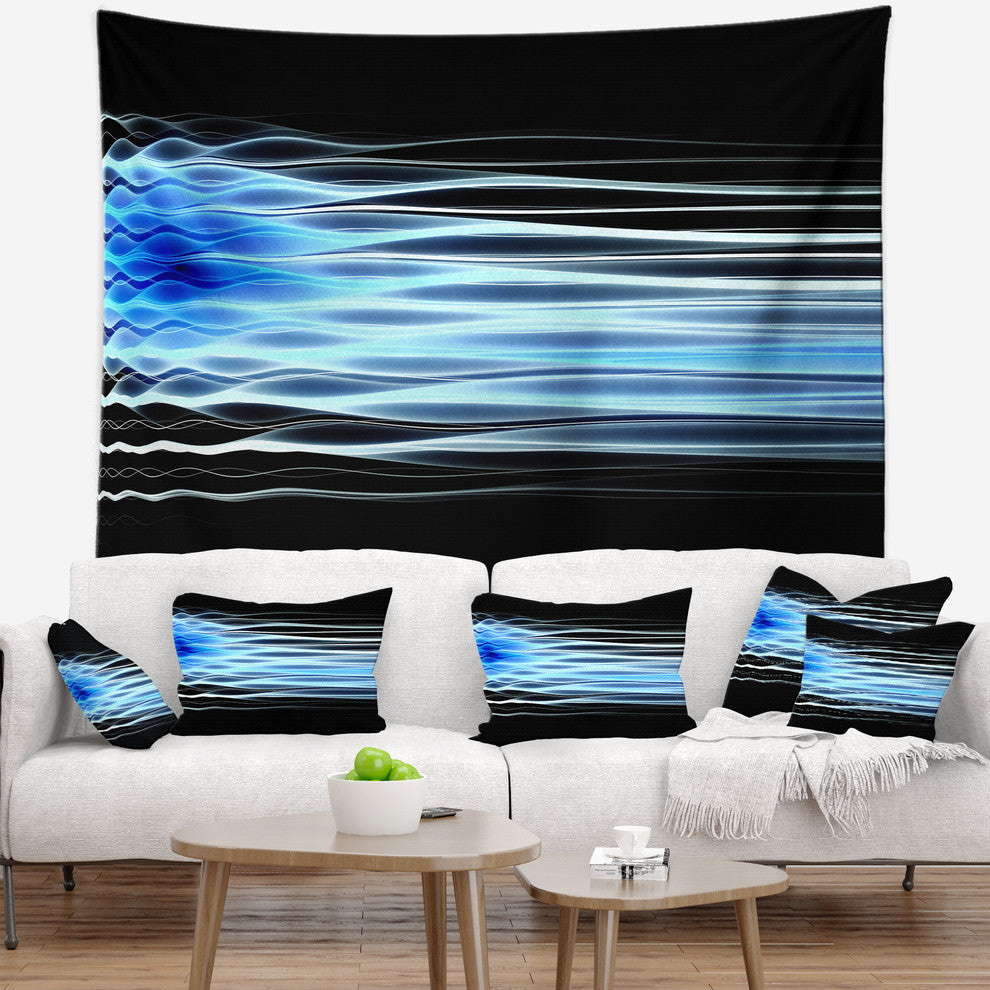 Light Blue Fractal Waves Abstract Wall Tapestry, 39"x32"