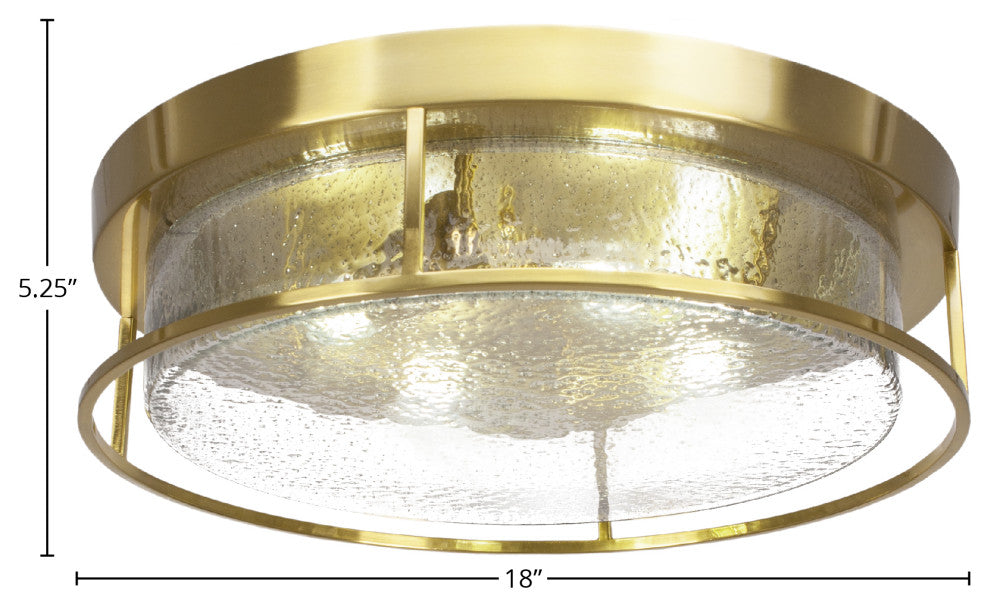 18" 4-Light Flush Mount Light, New Age Brass, Smoke Bubble Glass