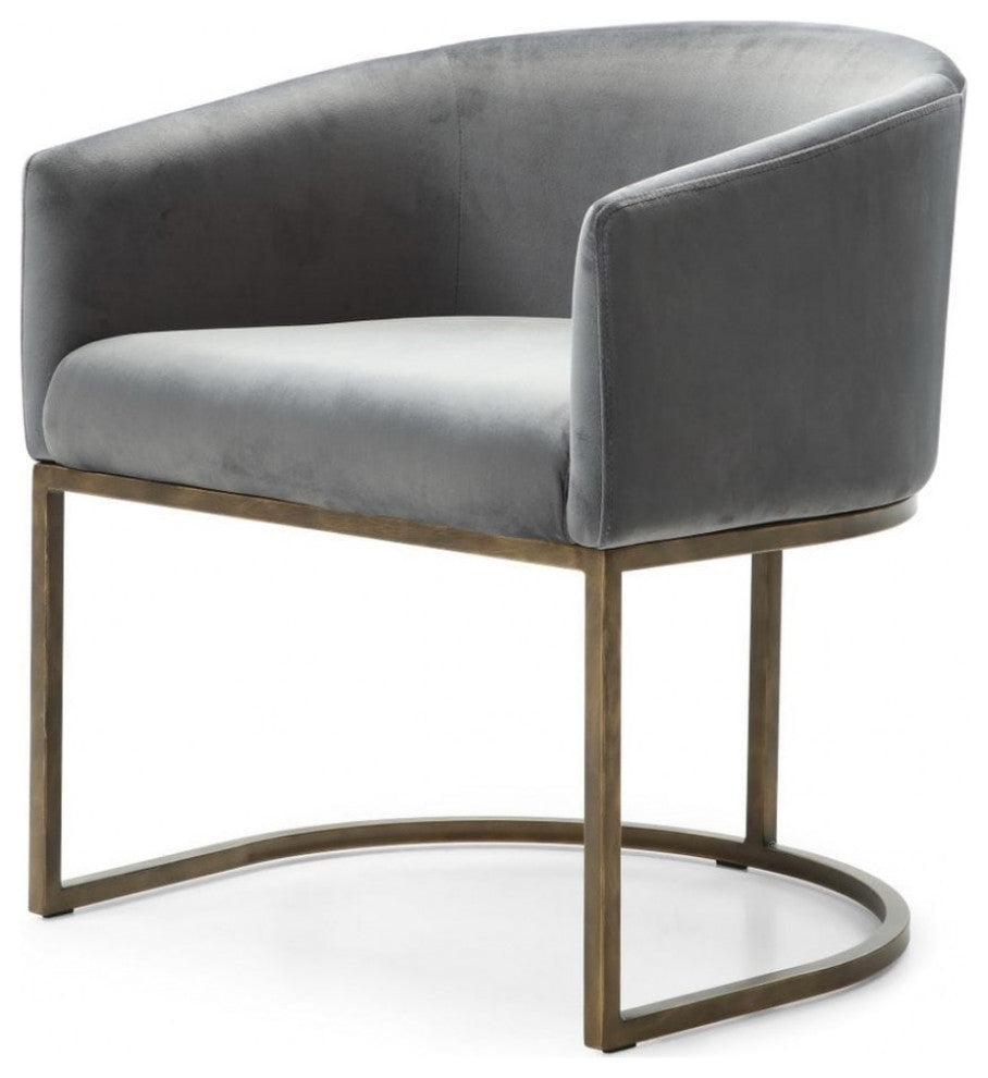 Modrest Elisa Modern Gray Velvet and Brass Dining Chair