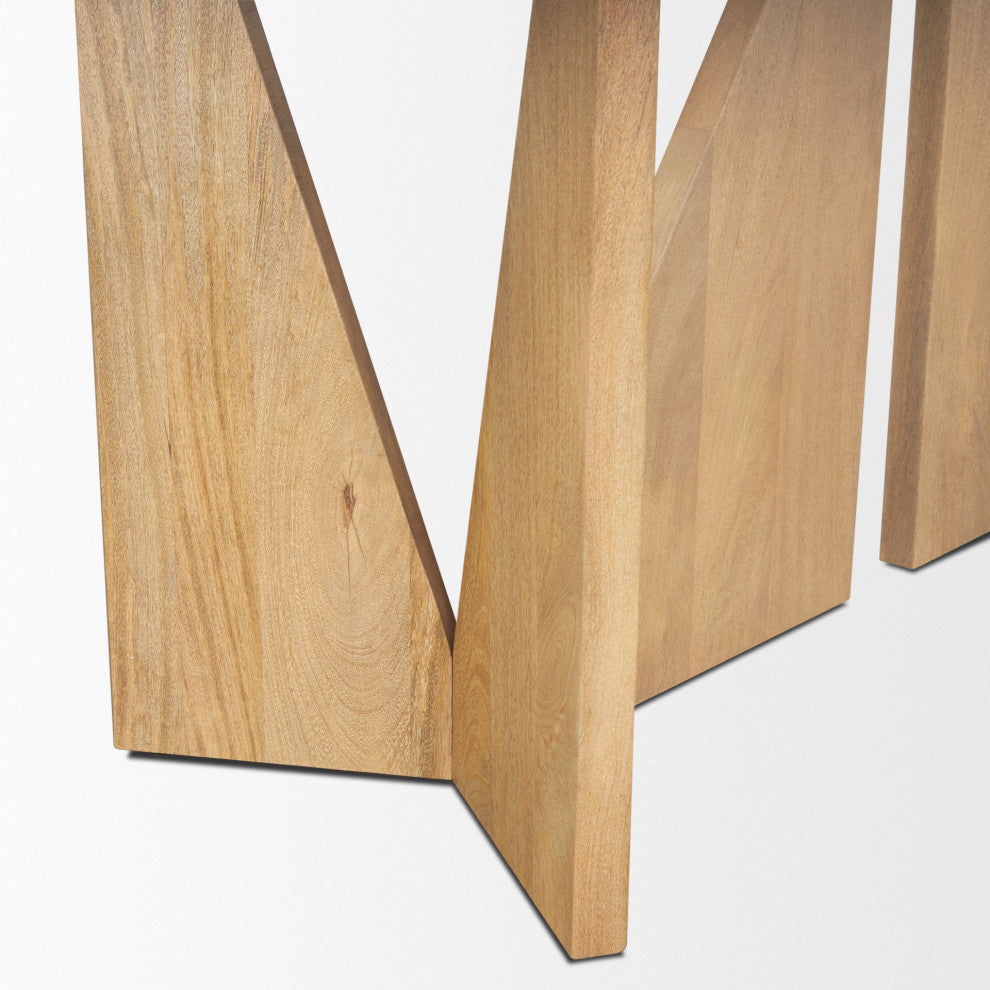 Tarro 84" Rectangular Light Brown Wood With Geometrical Base Dining Table