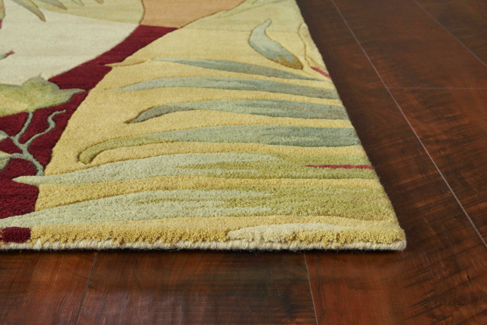 HomeRoots 8' x 11' Wool Beige With Greenery Area Rug