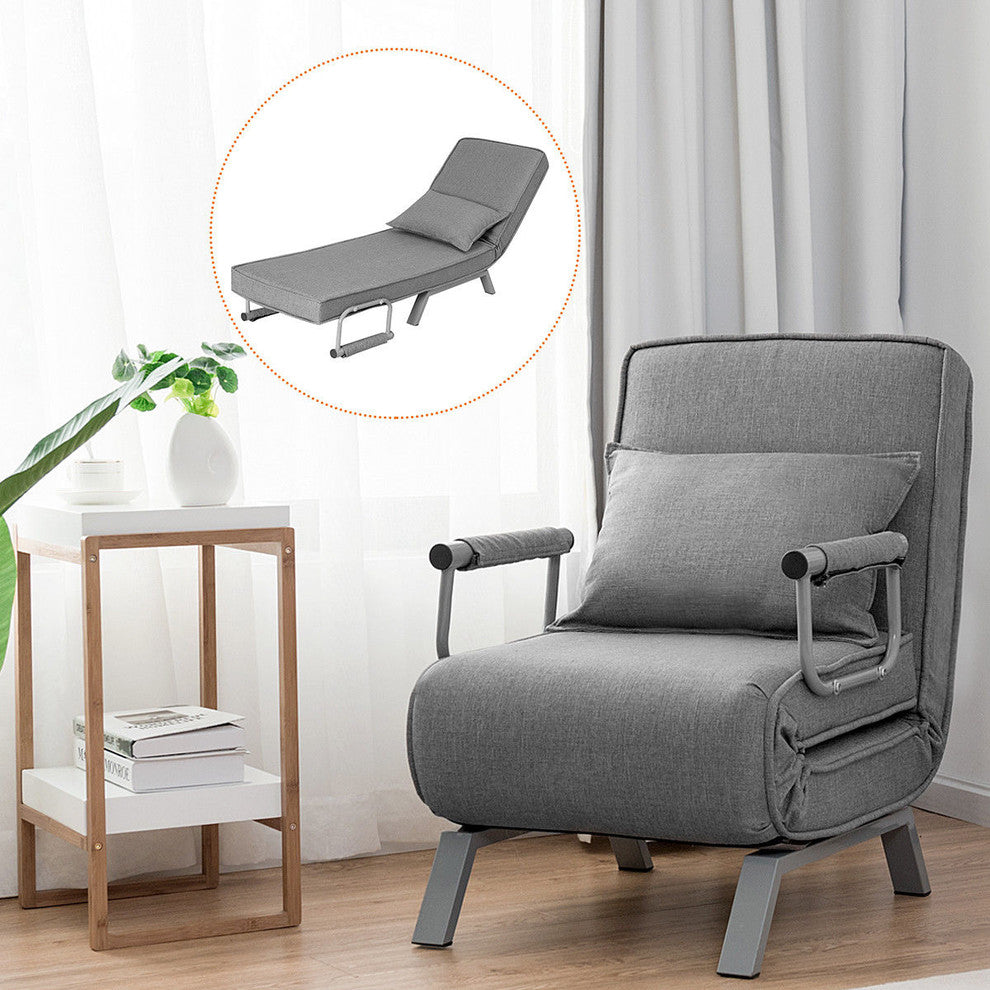 Costway Folding Sofa Bed Sleeper Convertible Armchair Couch 5 Position w/Pillow