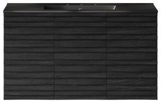 Cascade 36" Wall-Mounted Bath Vanity, Black Oak, Black Widespread Sink Top