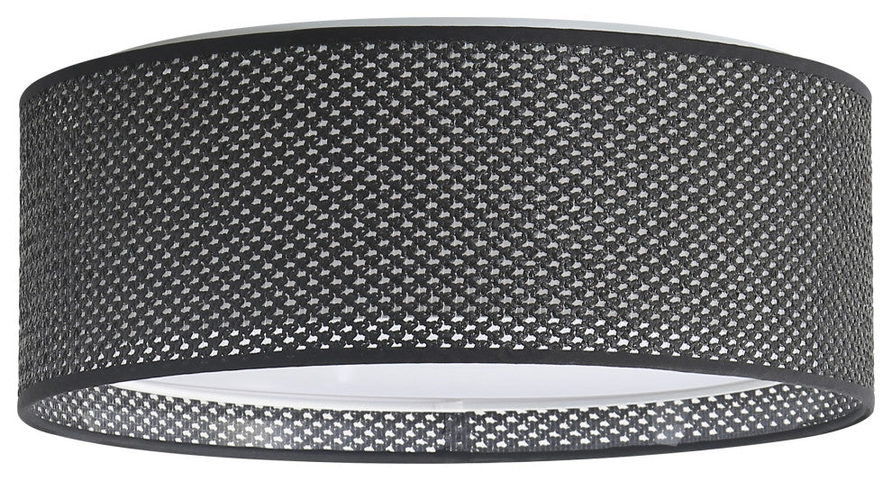 3-Light Double Shade Drum Flush Mount, Black