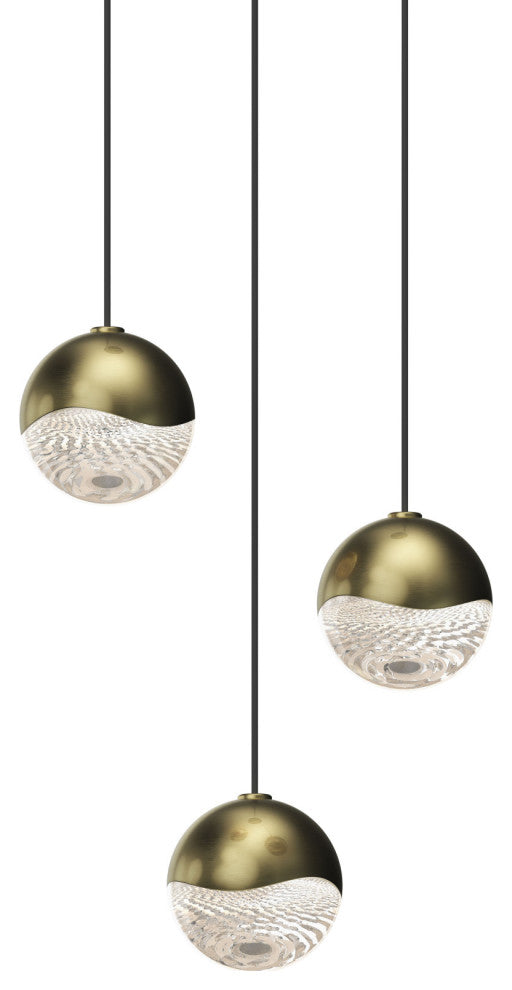 Sonneman 2914-SML Grapes 3 Light 7"W LED Suspension Multi Light - Brass