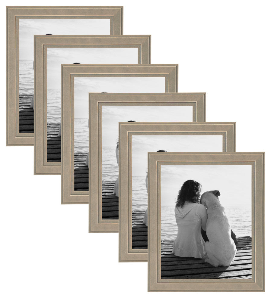 Kieva Solid Wood Picture Frame Set, Black 4x6, Disturessed Gray, 8x10