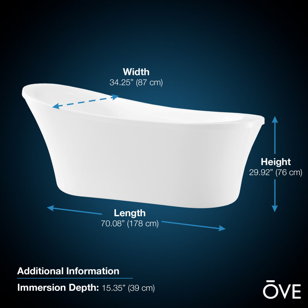 Ove Decors Rachel Freestanding 70" Bathtub Kit With Athena Faucet