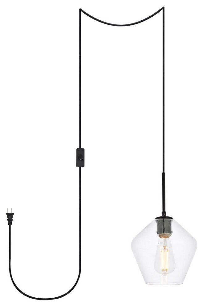 Living District Gene 1-Light Plug-In Pendant Black