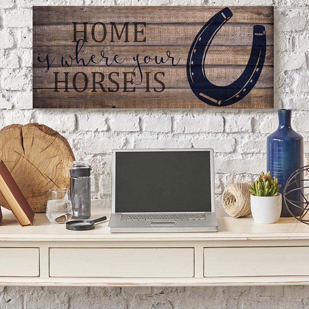 Home Is Where Your Horse Is Farm Wood Texture Design, 17"x40"
