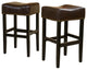 GDF Studio Chantal Backless Leather Stools, Set of 2, Brown, Bar Height