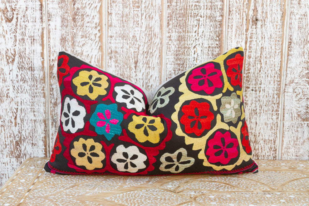 Goldasta Nurata Suzani Lumbar Pillow
