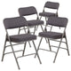 Set of 4 Folding Chair, Pin Dotted Fabric Upholstered Seat & Backrest, Gray