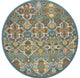 8' Blue Round Floral Power Loom Area Rug