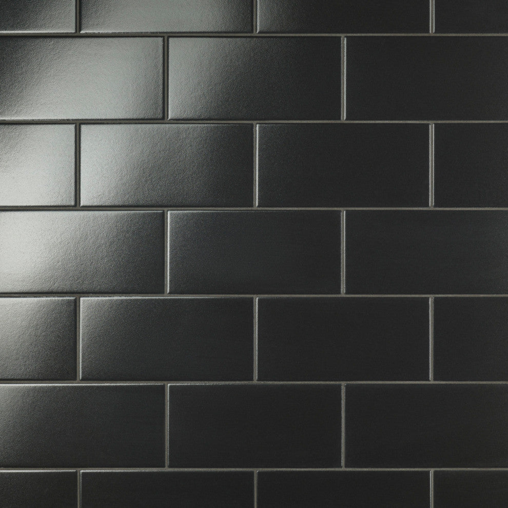 Piscina Brick Nero Brillo Porcelain Floor and Wall Tile