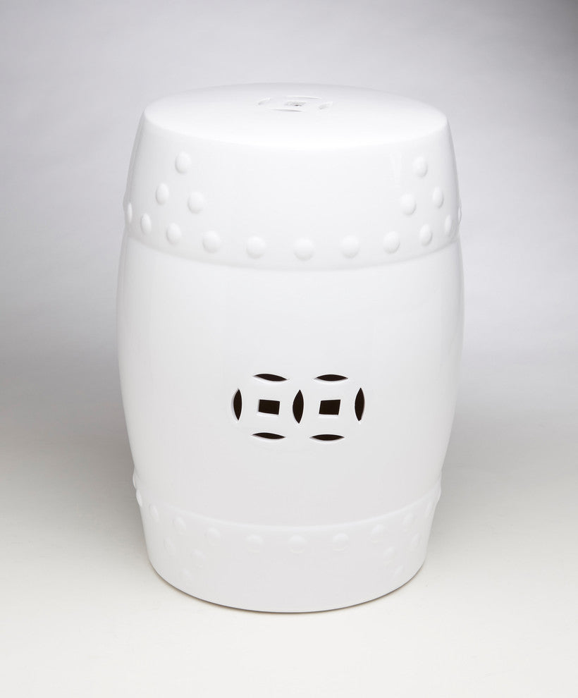 White Finish Ceramic Garden Stool