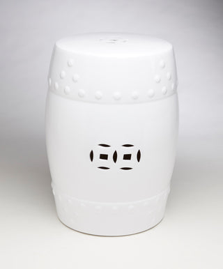 White Finish Ceramic Garden Stool