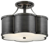 Hinkley Lighting 4444 Chance 3 Light 18"W Semi-Flush Drum Ceiling - Blackened