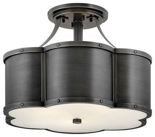 Hinkley Lighting 4444 Chance 3 Light 18"W Semi-Flush Drum Ceiling - Blackened